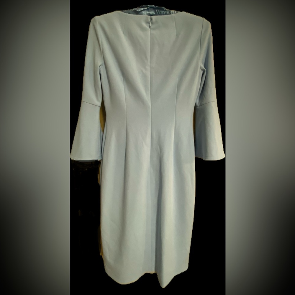 NWT Calvin Klein Bell Sleeve Sheath Dress Blue with Pearl Accents / Size 4 - Picture 4 of 16